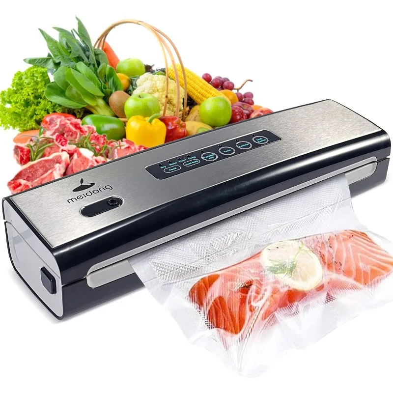 Vacuum Sealer Machine, meidong Vacuum Sealer Machine Built in Air Sealing System w/Starter Kit, Dry & Moist Food Modes