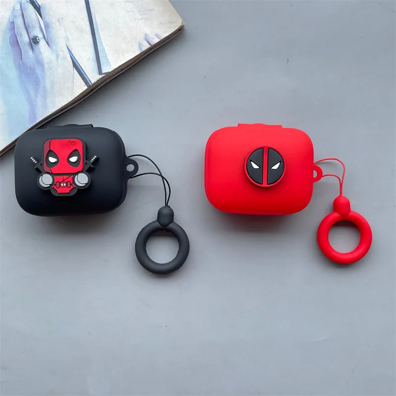 Desenhos animados Marvel Deadpool Fone de ouvido para Redmi Buds 5, capa protetora de silicone com chaveiro