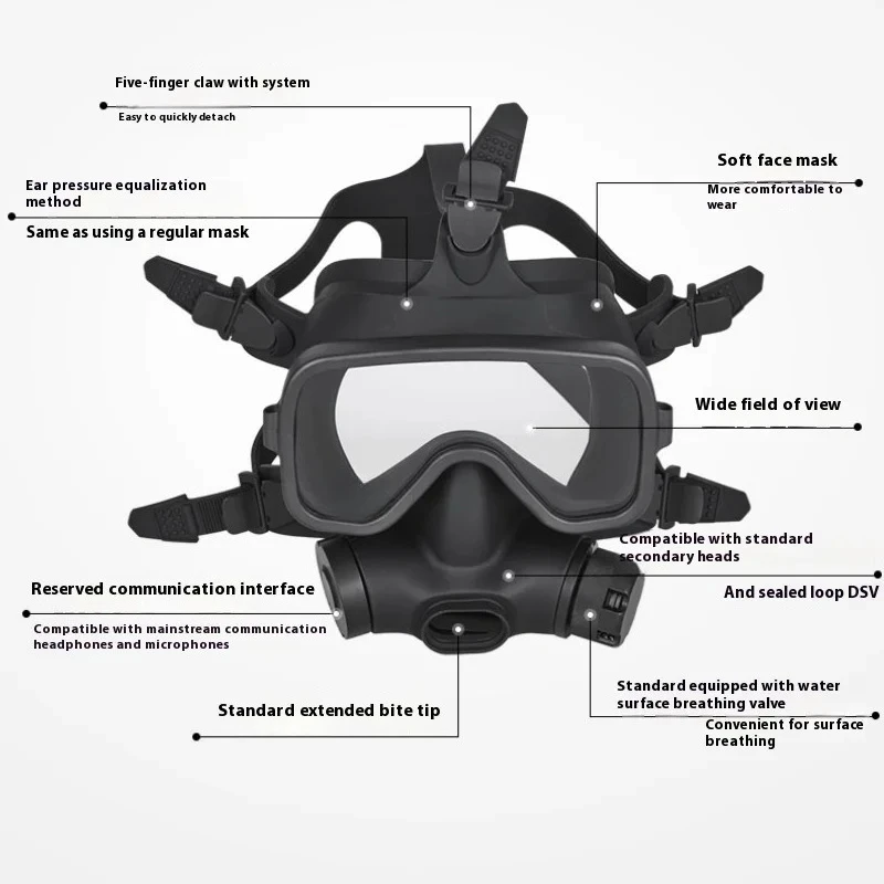 COF2 Diving Full Mask Scuba Full Mirror All-black Professional Diving Equipment Mirror