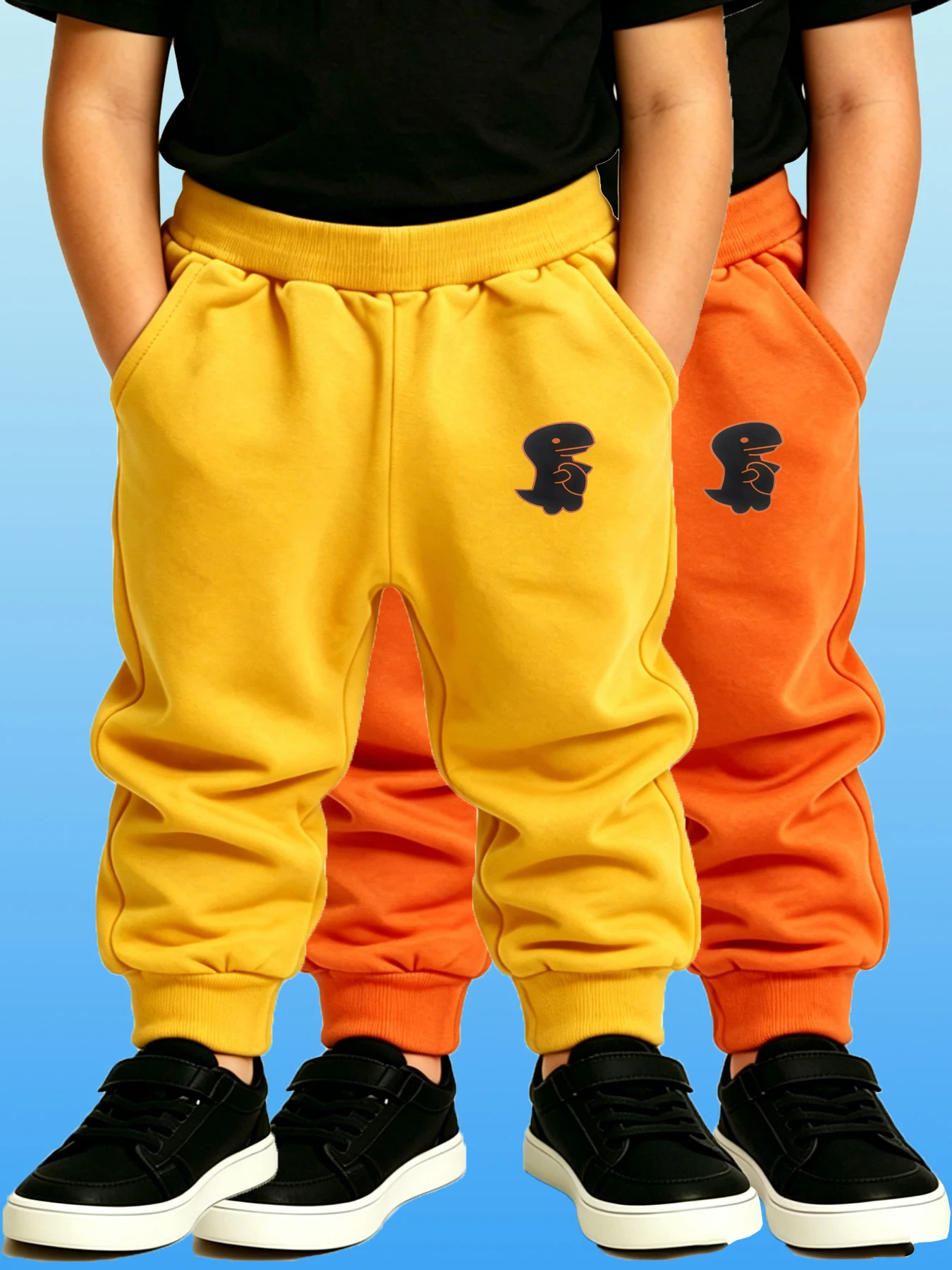 2PCS Yellow & Orange Retail Sale Kids Sweatpants Four Seasons Wear Boys Girls Dinosaur Sport Pants Jogging Enfant Garcon Trouser