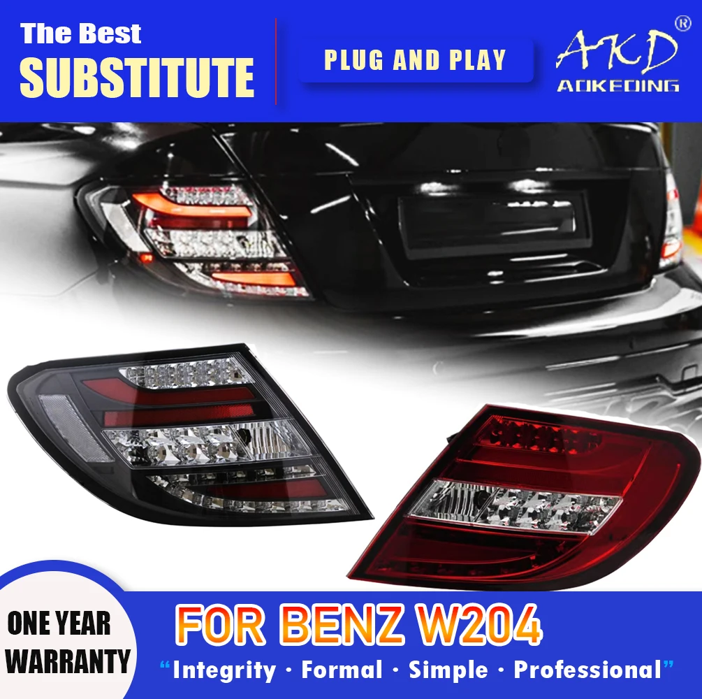 AKD Tail Lamp for Benz W204 LED Tail Light 2007-2013 C180 C200 C63 C300 C350 Rear Fog Brake Turn Signal Automotive Accessories