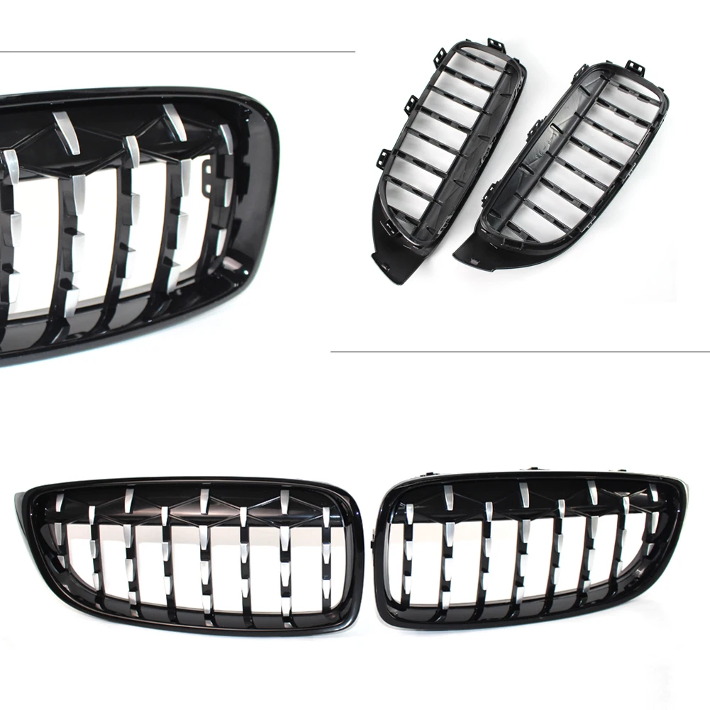 2Pcs Auto Front Grille Diamond Meteor Style Grill For BMW 4 Series F32 F33 F36 Sedan Sagon