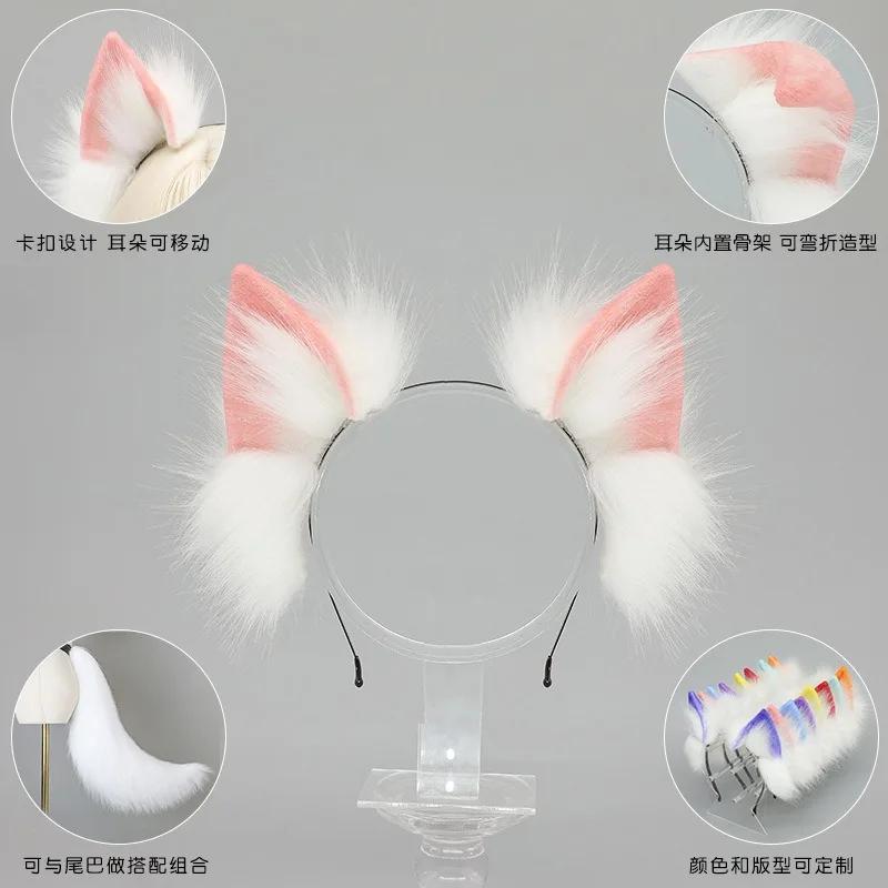 로리타 동물 고양이 여우 귀 머리 후프 코스프레 가짜 모피 헤어 밴드 소녀 할로윈 애니메이션 머리띠 머리 장식 헤어 액세서리