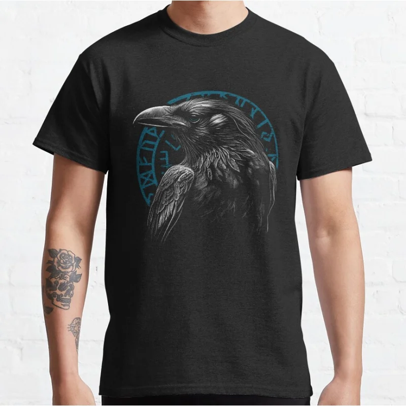 

Raven Viking Rune Nordic Runes Celtic Knots Valhalla Viking style Norse Mythology God Graphic T Shirts large size Adult tops