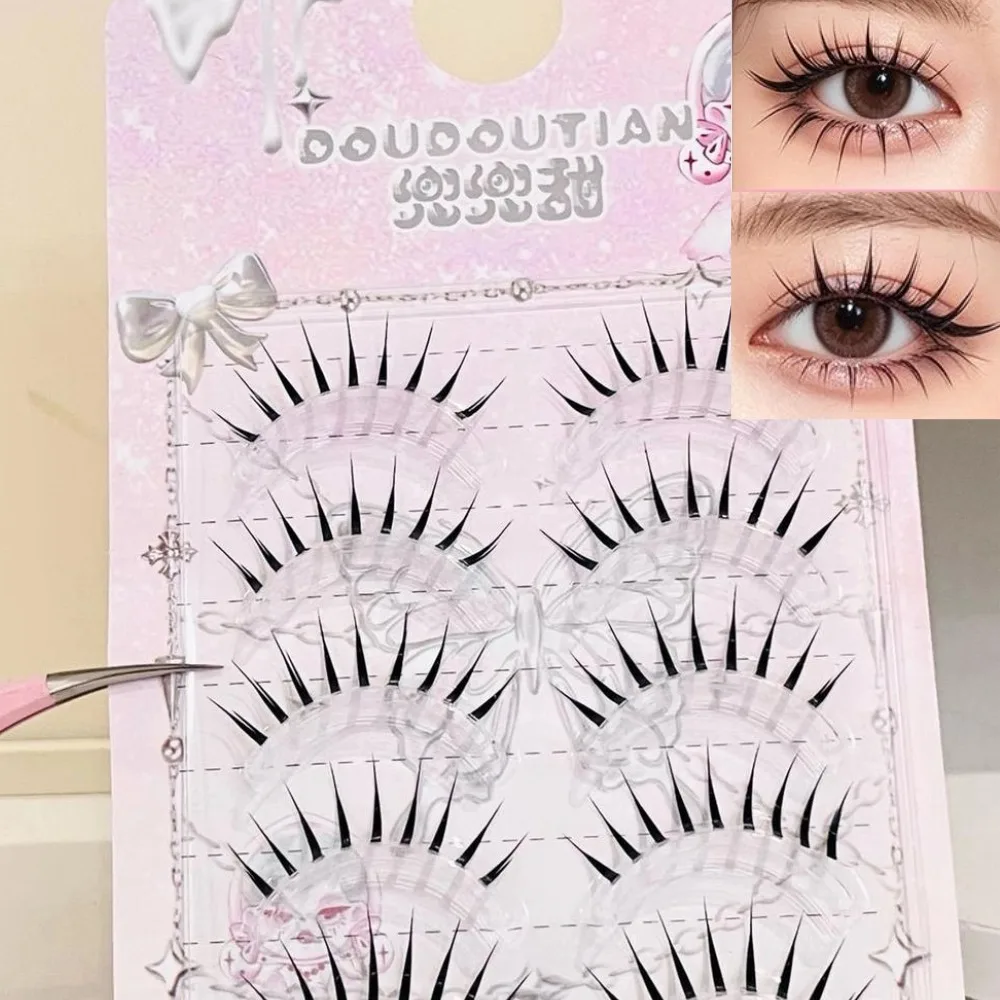 5 Pairs Anime Sharp Tips False Eyelashes Natural Wispy Soft Korean Style Lash Extension DIY Daily Eye Makeup For Girls