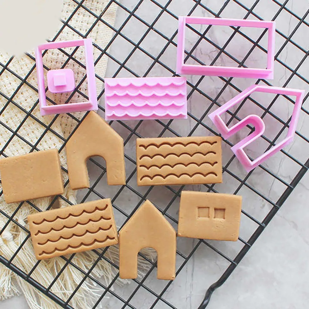 Christmas Gingerbread House Frosting Biscuit Mold 3D Mini Small House Cookie Cutters DIY Baking Tool