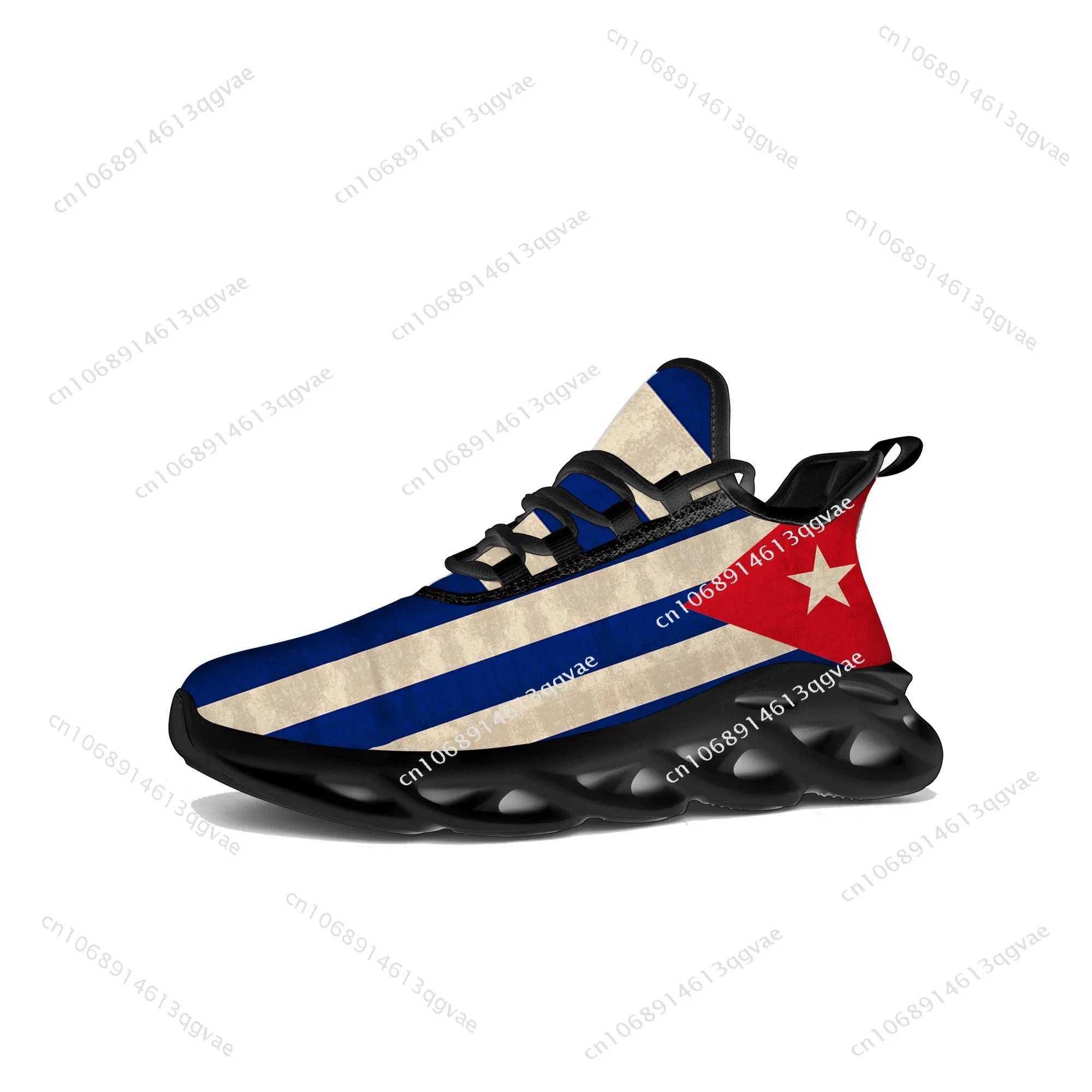 Cuban Flag Flats Sneakers Mens Womens Cuba Pop Sports Running High Quality Sneaker Lace Up Mesh Footwear Tailor-made Shoe Black