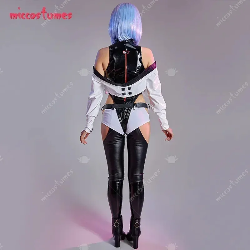 مجموعة أزياء لوسي النسائية من Miccostumes مصنوعة من جلد البولي يوريثان، أزياء تنكرية أنيمي، ملابس بانك؛ 2، r'6؛ t.