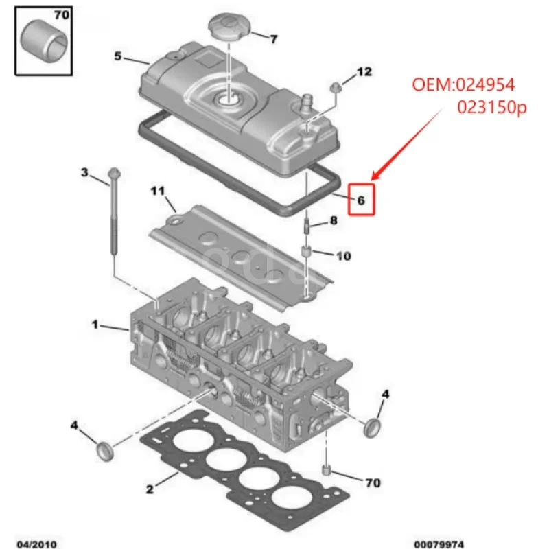 024954 023150P For Peugeot 206 207 306 106 1007 205 309 405 Citroen C2 AX ZX Valve Cover Gasket,Engine valve cover sealing ring