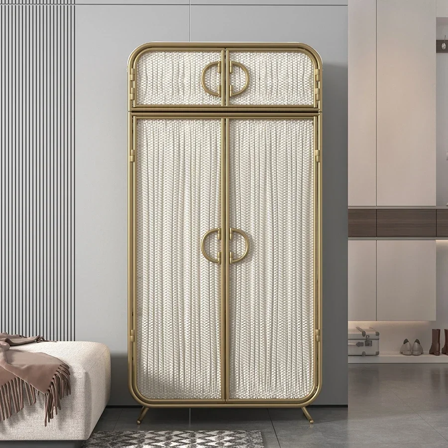 

Simple Women Wardrobe Canvas Moving Wheel Organizer Girl White Vintage Nobs Moldproof Storage Closet Jewelry Box Kast