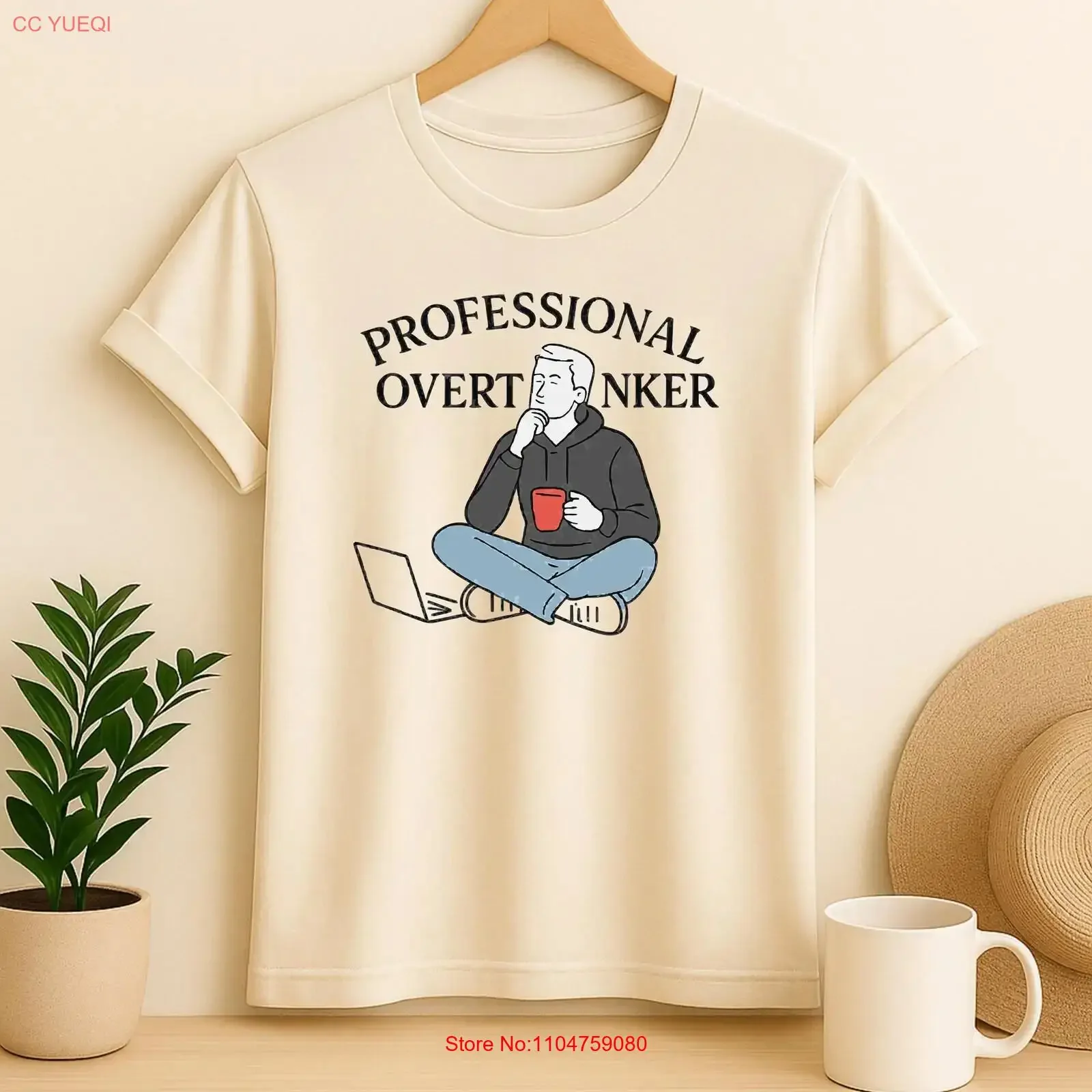 Professional Overthinker T Shirt Funny Anxiety Quote for Overthinkers Sassy Cotton Trending Humor Appare vintage Washed