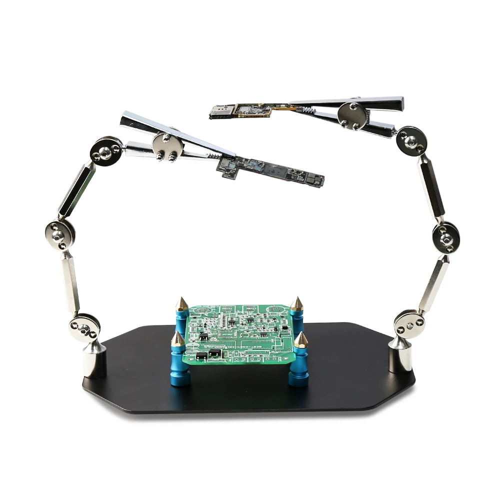 BST-168K Solderen Helpende Handen Tool Klem PCB Moederbord Houder Jig Armatuur Stand Dual Metal Flexibele Arm Alligator Clip