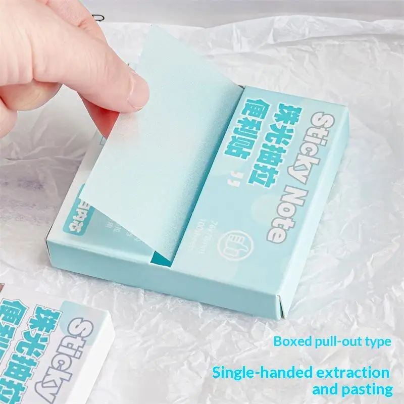 100/200 Sheets Pearlescent Color Kawai Sticky Notes Pads Paper Stickers Notebook Memo Notepad Pull out Message Sticker