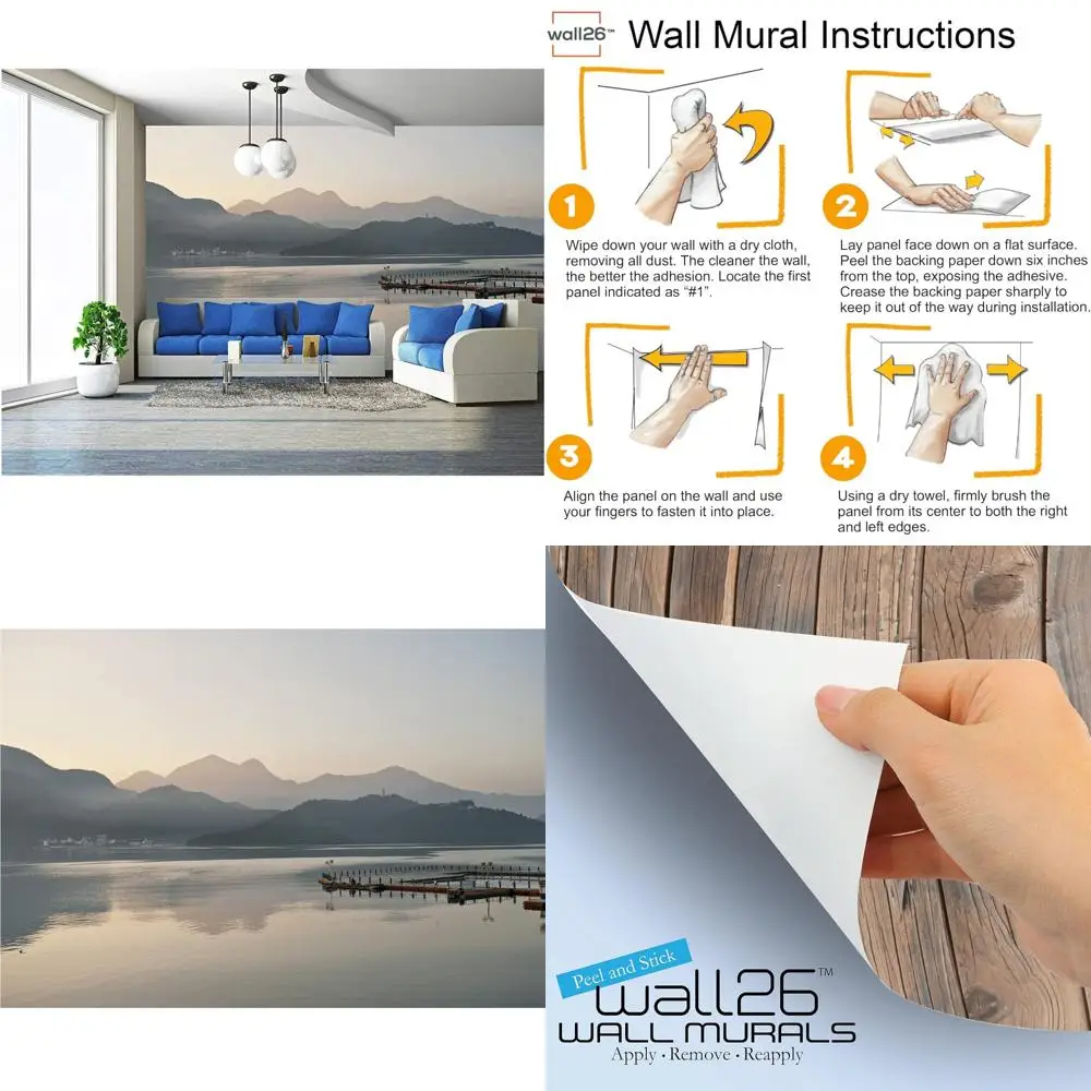 

Large Removable Self-Adhesive Wallpaper - Taiwan Sun Moon Lake Beautiful Scenery Mural, 66x96 inches