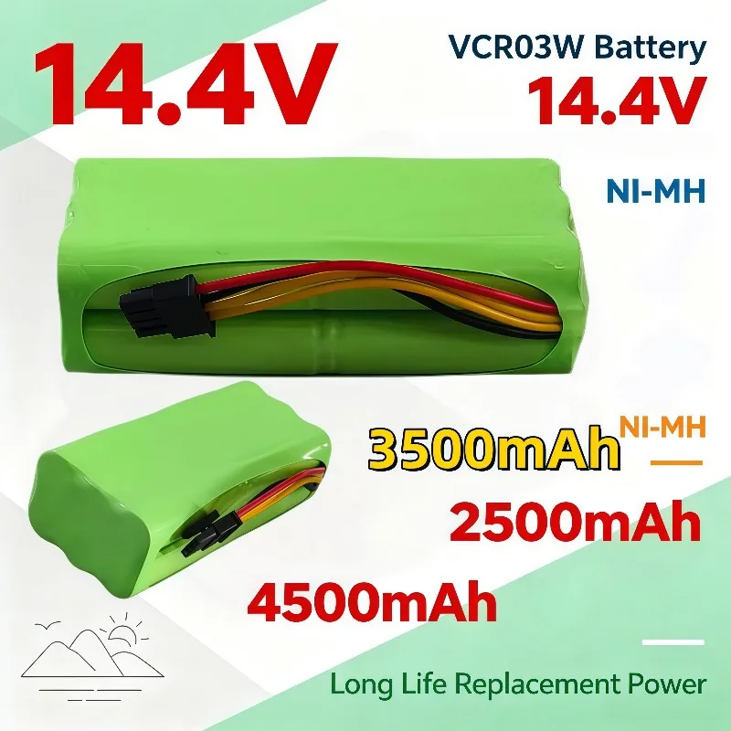 VCR03W Replacement Battery 14.4V Ni‑MH 2500‑4500mAh Fit Redmond RV‑R300 RV‑R310 BBK BV3521 Vacuum Cleaner