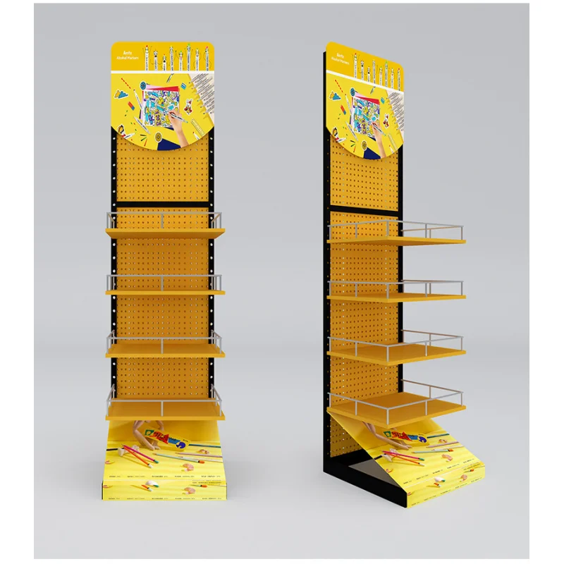 custom.Customized Modern Tiered Metal Display Shelves Supermarket & Department Store Promotion Racks Easy Assem