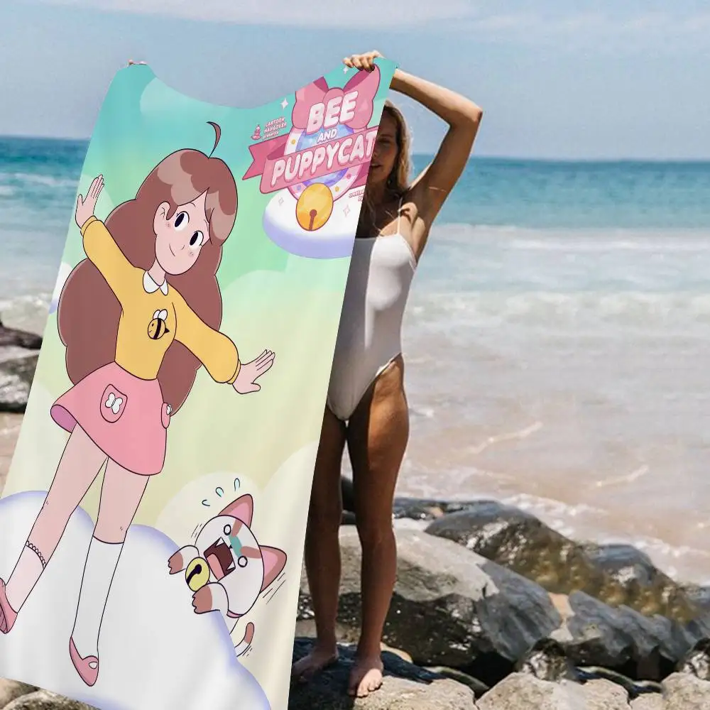 Animation Bee And Puppycat Microfiber Beach Towel Absorbent Quick dry Soft Yoga Swimming Resort Mountain Climbing Towel
