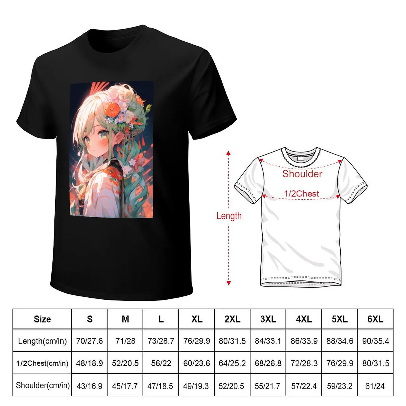 Cute Anime Girl With Flowers In Hair T-Shirt anime figures man clothes man t shirt mens t shirts pack