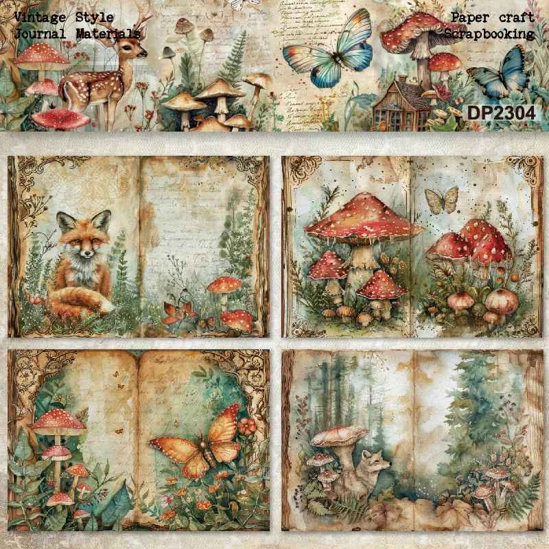 Klyp 8 fogli formato A5 fungo foresta Scrapbooking carta fantasia confezione di carte di carta artigianale leggera 2304