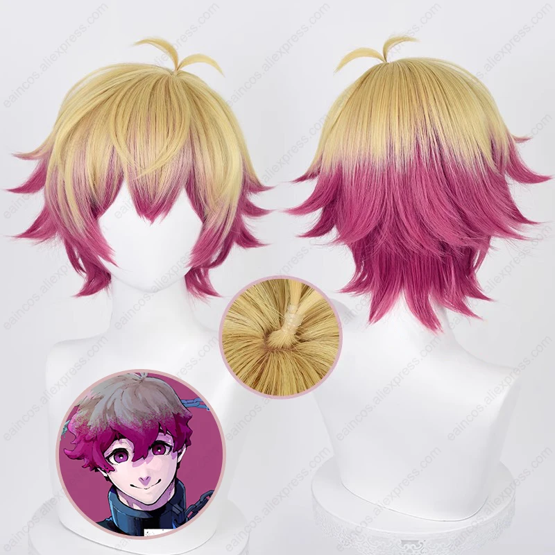 Anime Alexa ness Cosplay Perücke 30cm kurzes Haar goldene rosa rosa Perücken hitze beständige synthetische Perücken