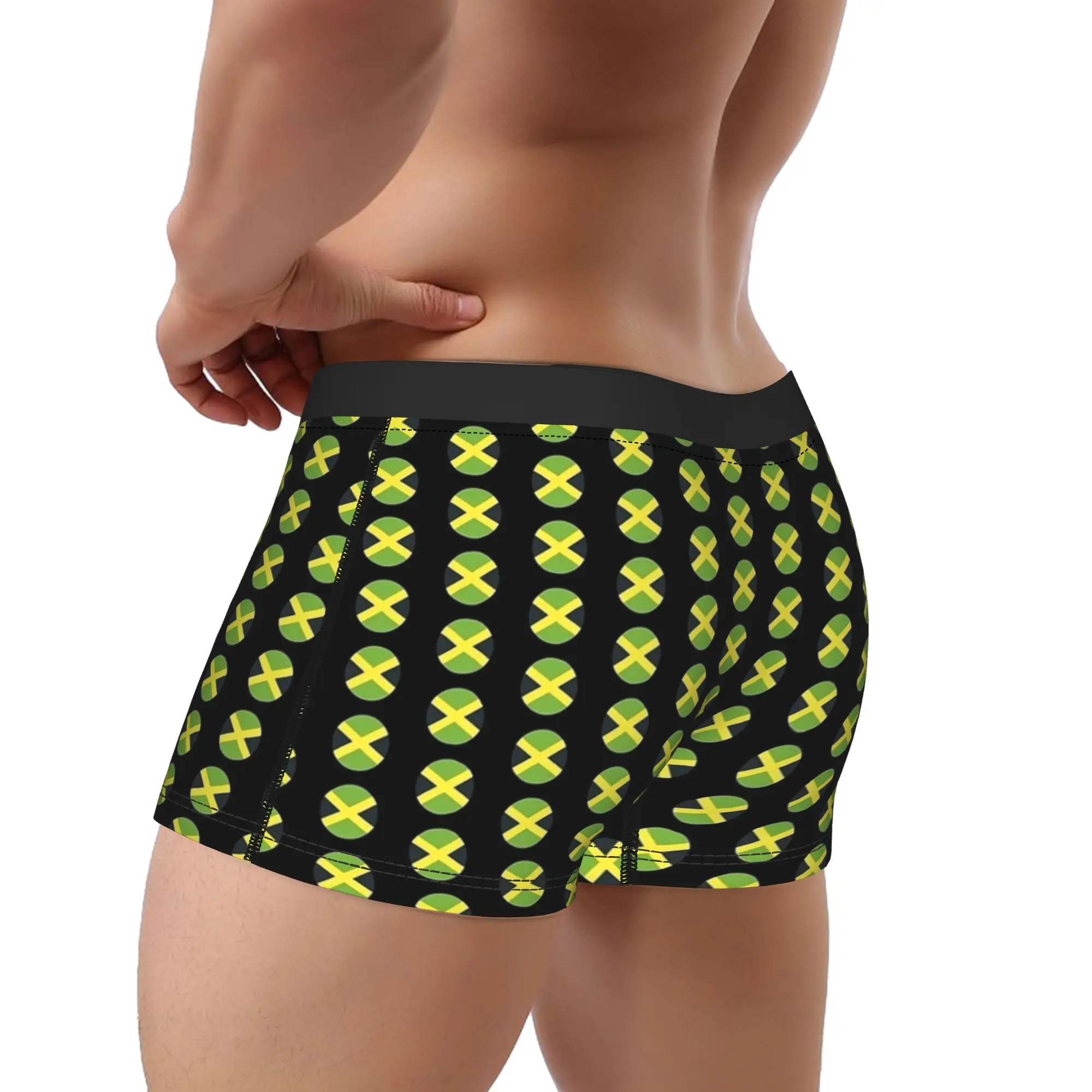 Round Jamaican Flag Boxer Brief  Underwear Quality Men's Novelty Trunk Customs Plus Size Panties