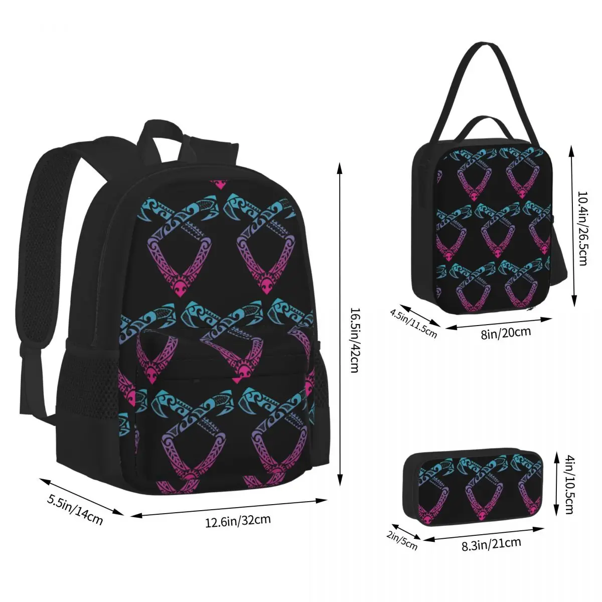Angelic Runes Symbol - Shadowhunters Backpacks Students Bookbag School Bags Rucksack Lunch Bag Pen Bag Three-Piece Set