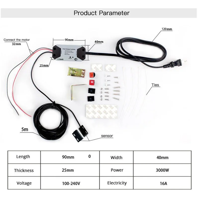 

A99E-Smart Wifi Garage Door Opener Automatic Wifi Smart Home For Alexa Google Home Smartlife Tuya App No Hub Required Us Plug