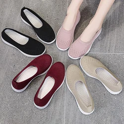 Summer Women Flats Shoes New Breathable Casual Asaguchi Women Sneakers Plus Size Sport Shoes Light Non-Slip Walking Shoes