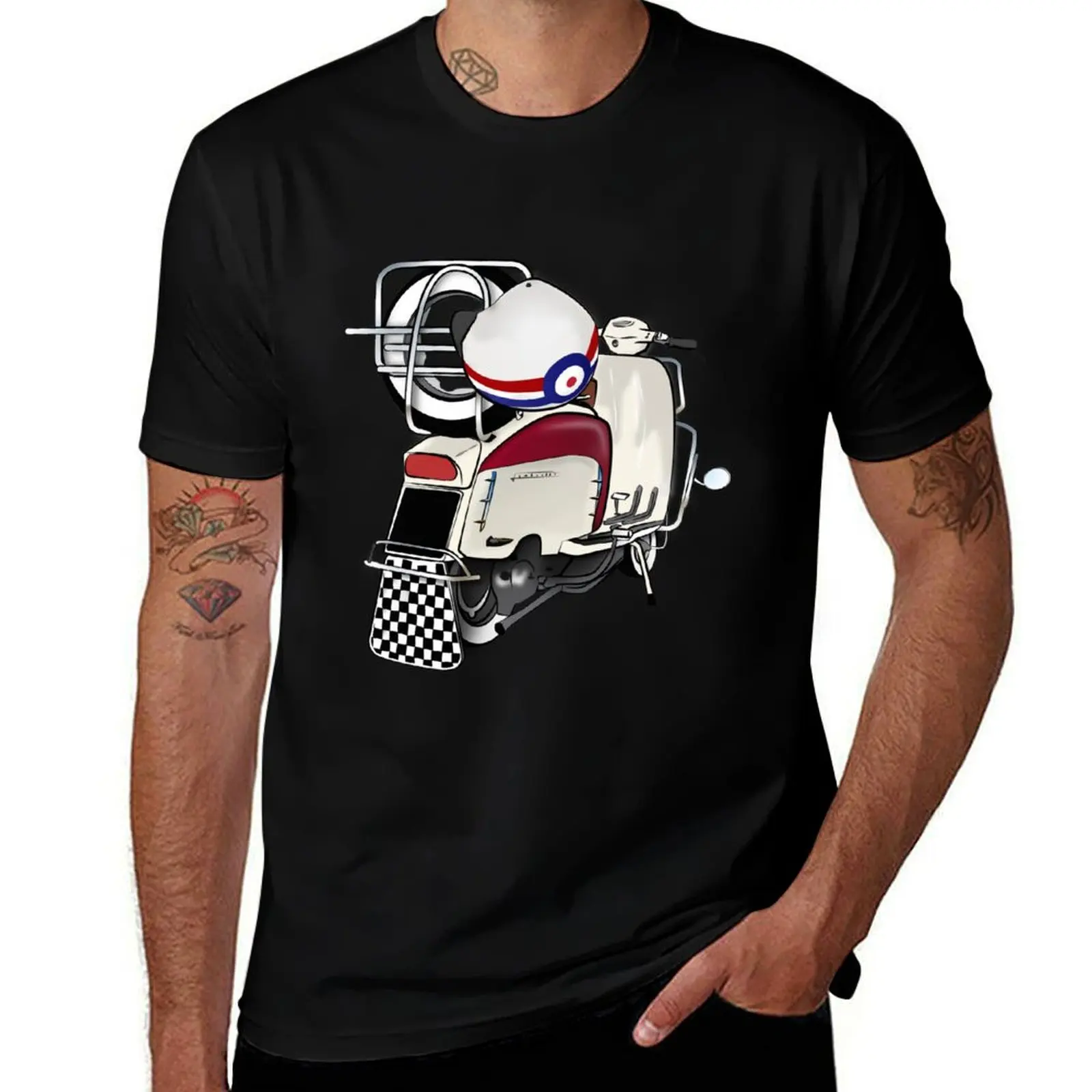 Mod Scooter with Mod Target Helmet T-Shirt Holiday Party T-Shirt for Men