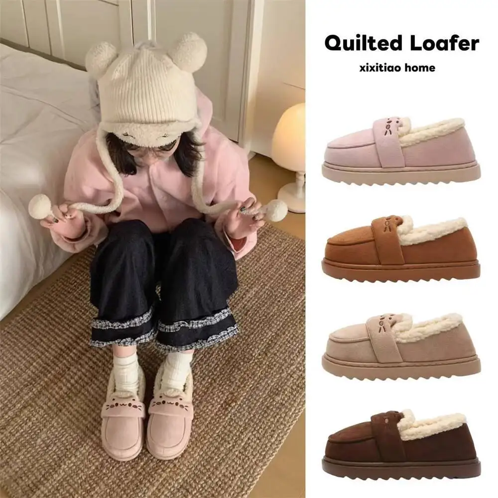 Women Cotton Home Shoes 2025 Winter Bread Shoes For Women Household Shoes Cute Home Autumn Winter Thick Sole Warm Loafers Cotton