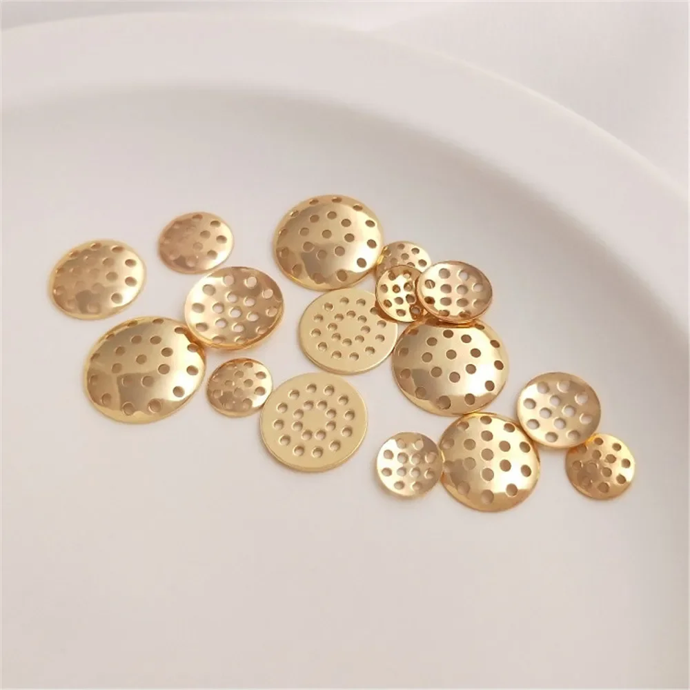 14K Gold Plated Round round pompous head net dish accessories DIY first jewelry brooch headdress material