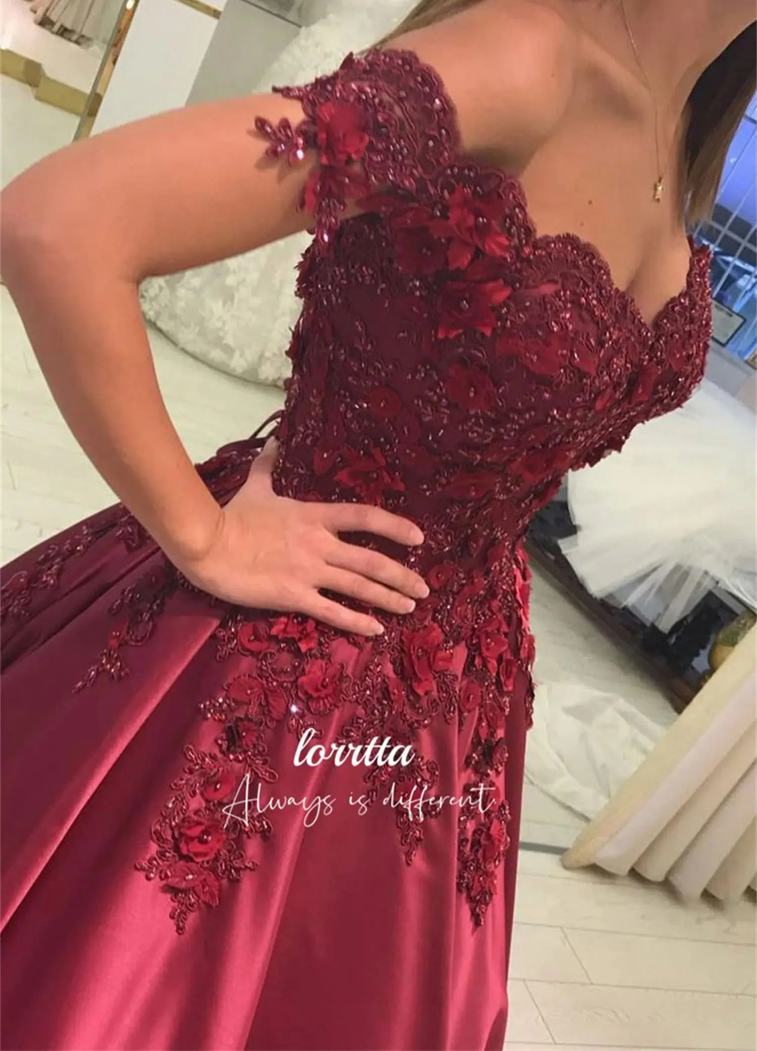 Lorrtta Formal Dress Ball Gown Line A Evening Lace Flower Decoration Happy Sharon Dresses 2024 Robe De Soiree Femmes Wedding