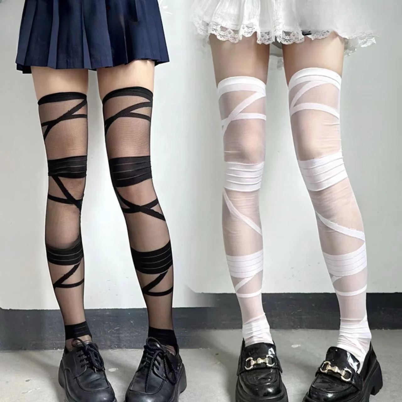 JK Lolita Women Stockings Ultra-thin Transparent Crystal Silk Socks Thigh High Stockings Y2k Girls Thigh High Socks Stockings