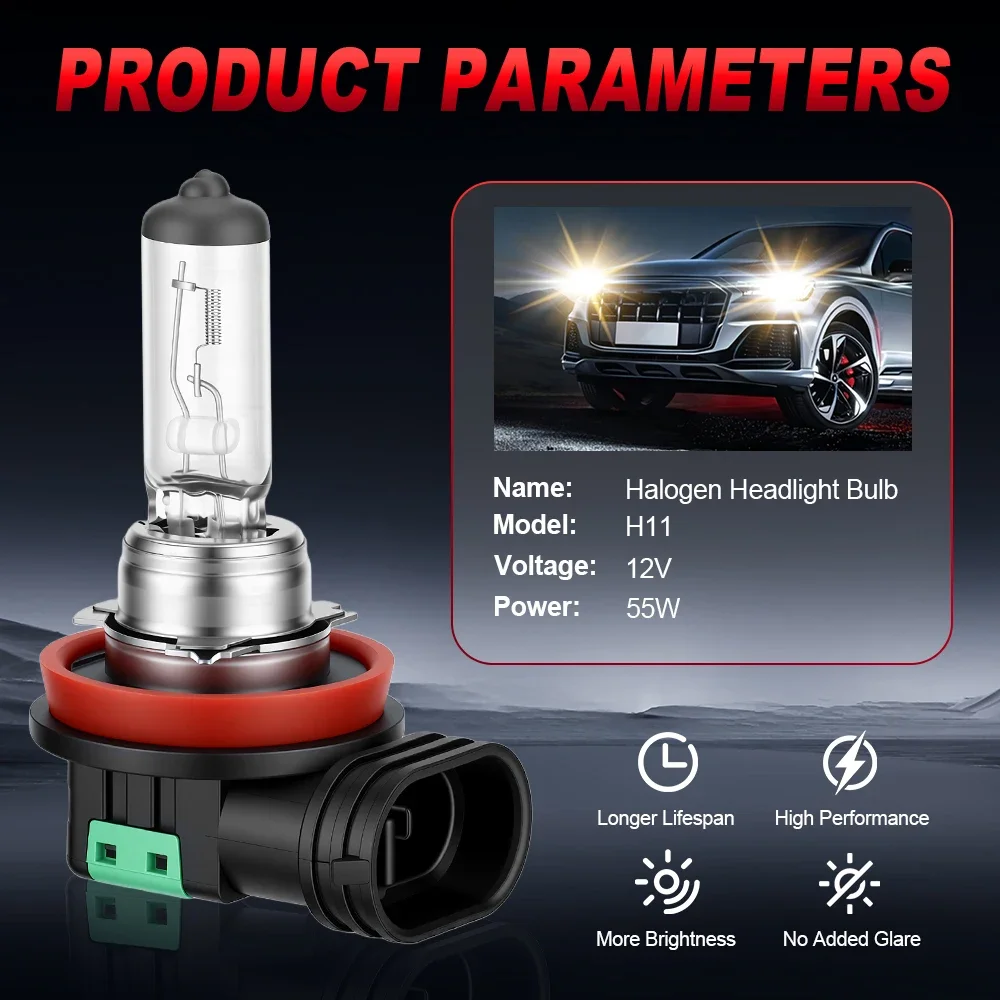 2/4PCS/SET H11 Halogen 55W 12V Replacement Halogen Bulbs 3000K Yellow Car Headlight Fog Lights Driving Light Bulbs Plug And Play
