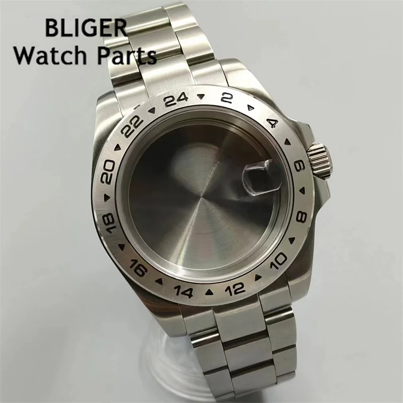 BLIGER 40mm /43mm Explore 2 Watch Case Solid bezel Sapphire Glass fit NH34 NH35 NH36 ETA2824 PT5000 Miyota DG2813 3804 movement