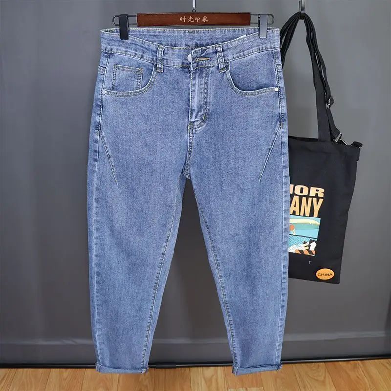 Jeans estilo coreano masculino, calça jeans lápis, jeans casual de namorado, moda Harajuku, marca de luxo, nova, primavera, outono, 2022