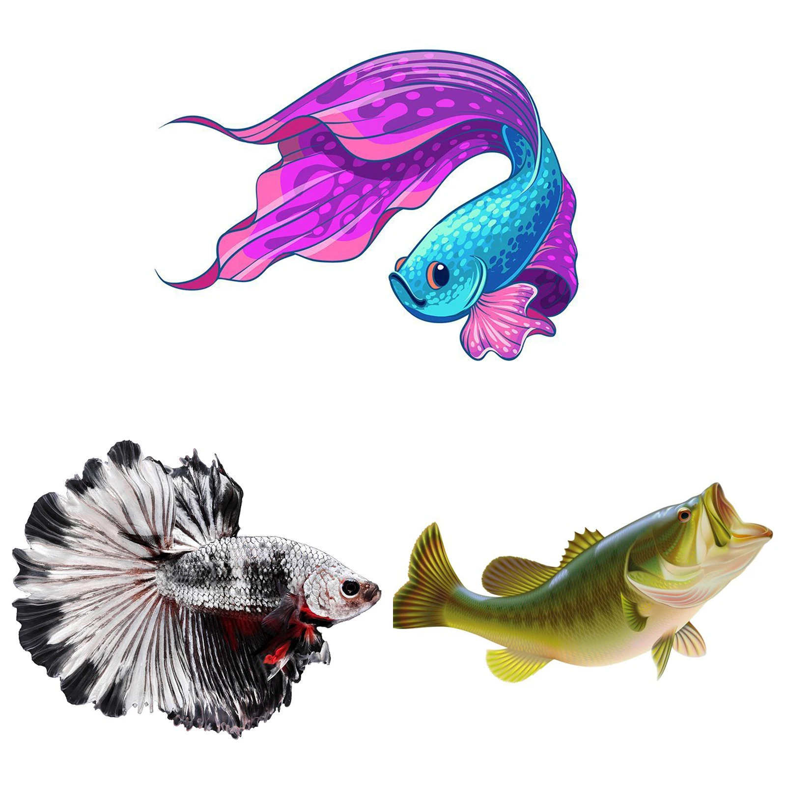 

Pretty Fish Siamese Fighting Fish Sticker, Toilet Lid Stickers, Water-proof Animal Decal, Used for Toilet, Bathroom, Wall, Car