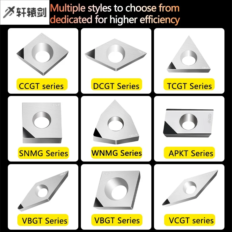 

CNC Premium products External Turning Inserts CNMG/DNMG/SNMG/TNMG/VNMG/WNMG CBN-K boron nitride For Grey cast iron ductile iron