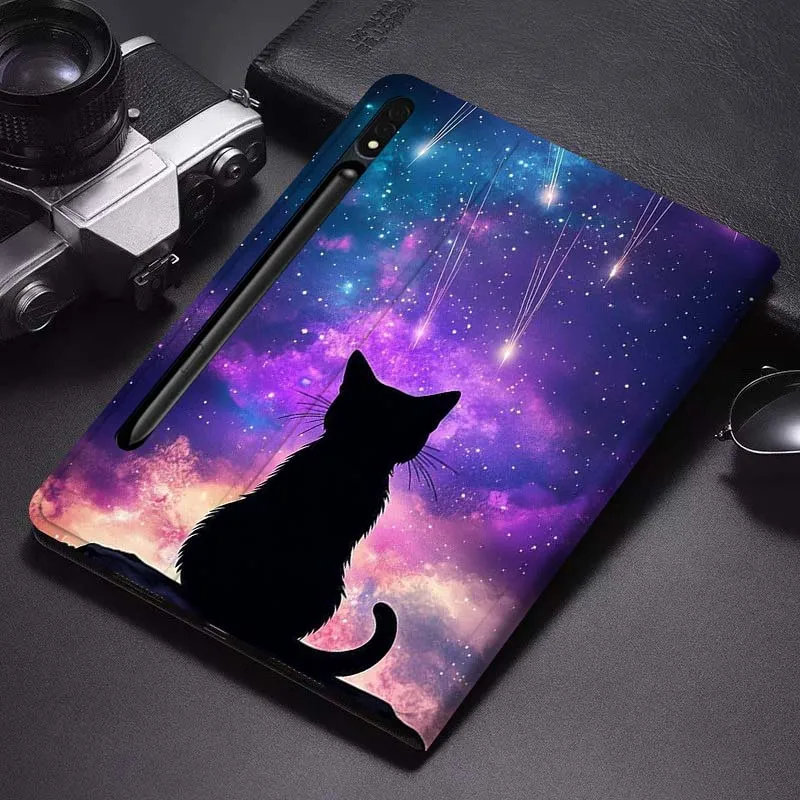 

Starlit Sky Cat Love Heart Gift For Samsung Galaxy Tab S6 S7 S8 S9 S10 FE Plus Lite Soft Flexible Support Tablet Case