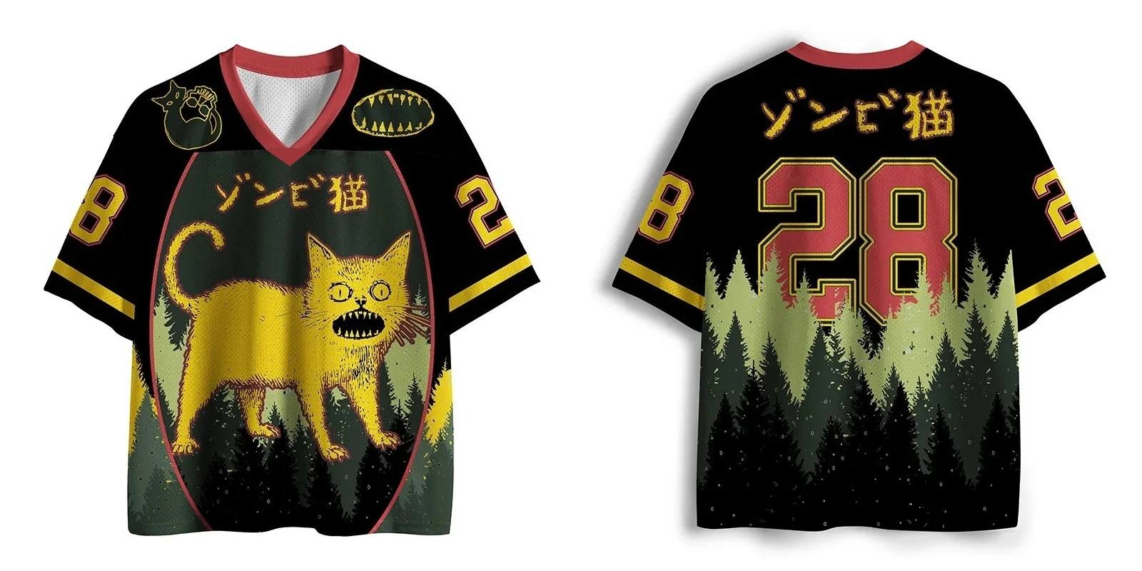 2026 Sommer Mode Japanischer Samurai-Katzen-Print Schnelltrocknend Locker Sitzendes Kurzarm-Trainings-Streetwear V-Ausschnitt T-Shirt Groß – Detail 3