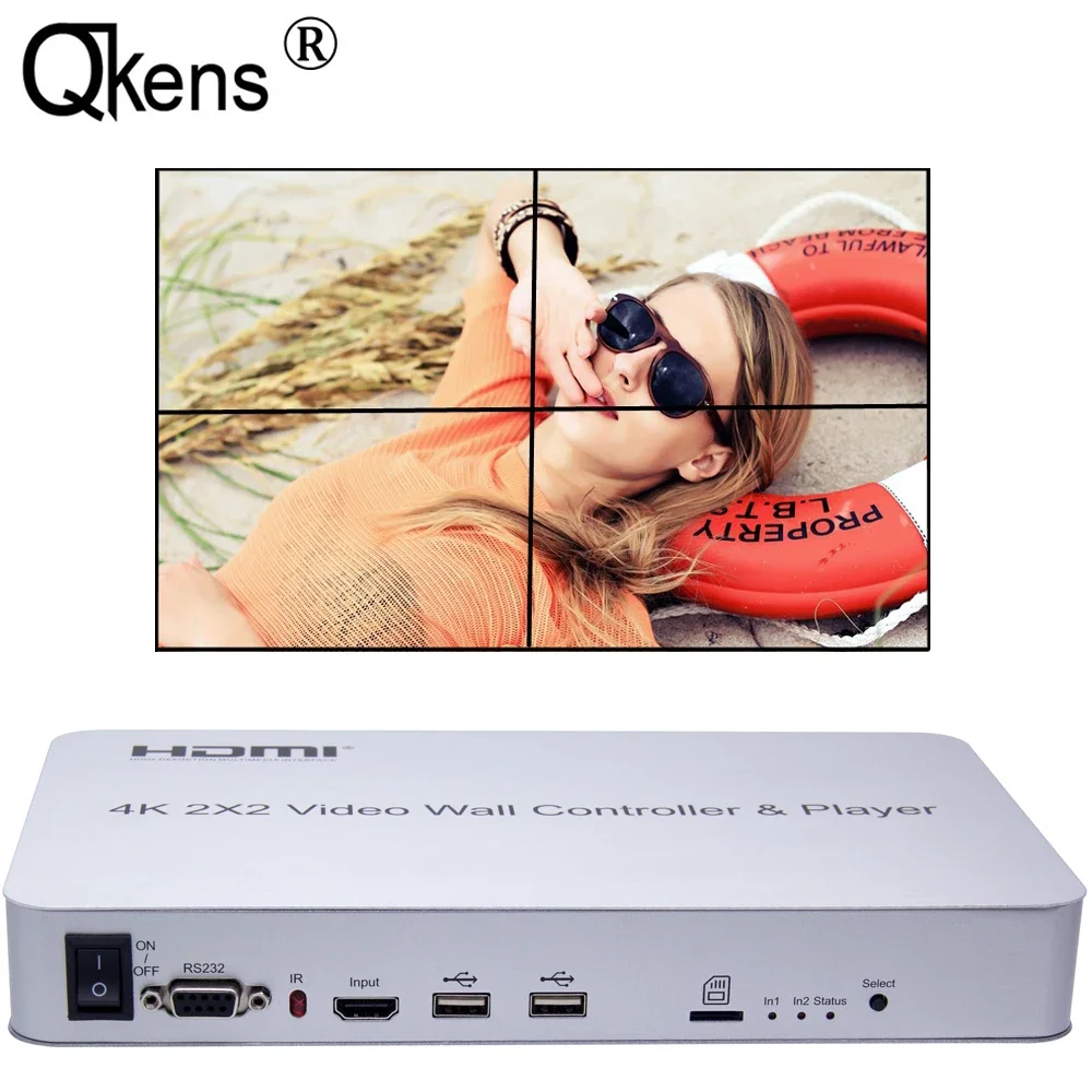 

4K 2x2 Video Wall Controller U flash Disk Player HDMI Multi Screen Splicing Processor 1x2 1x3 1x4 4x1 TV Splicer Plug and Play