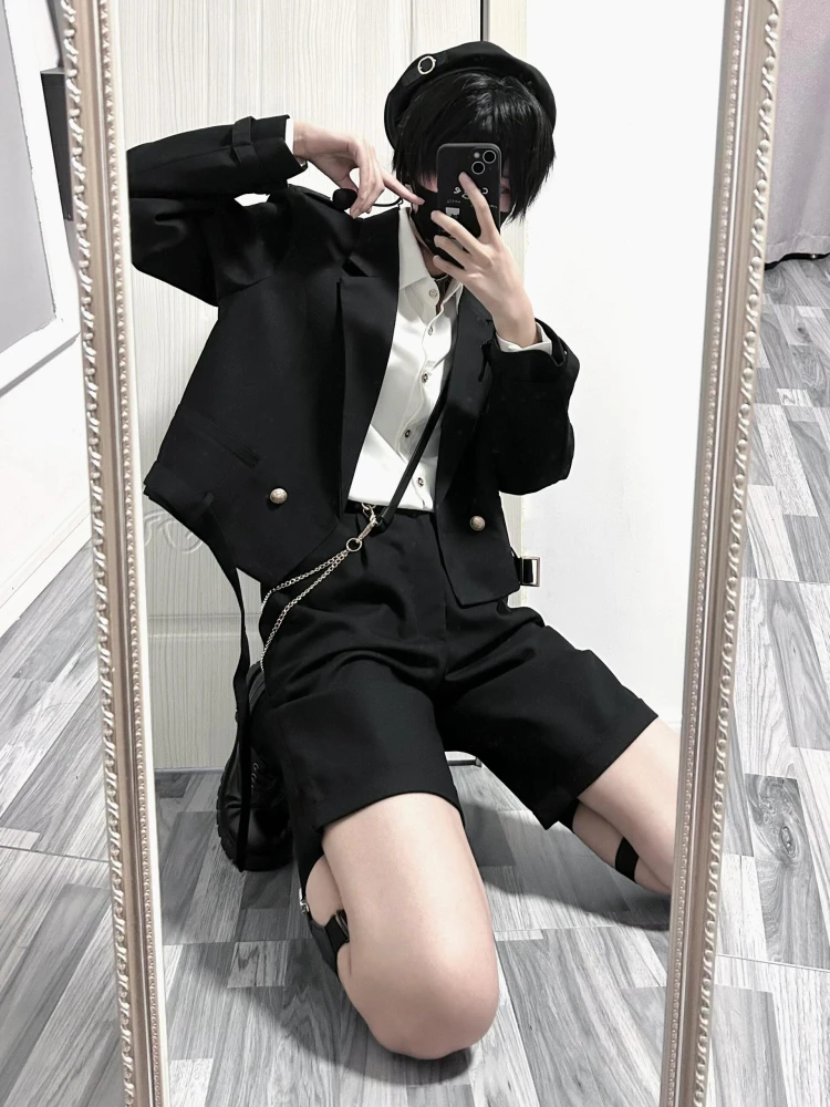DK Uniform Men's Summer Shorts Thin Five-Point Pants Breathable Versatile Casual Black Student School Uniform Pants