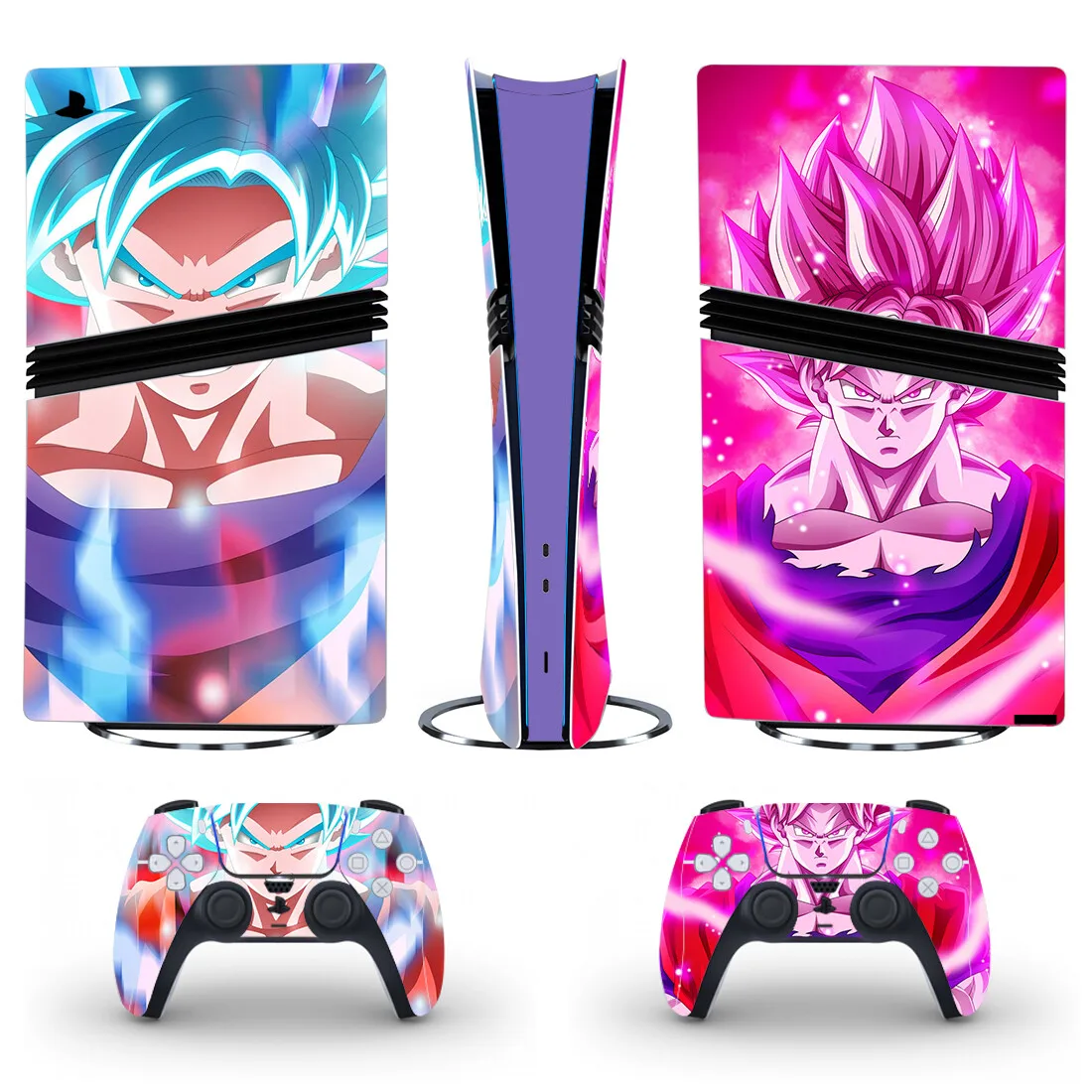 Anime Cartoon Goku PS5 Pro Digital Sticker Decal Cover for Console and 2 Controllers PS5 Pro Skin Vinyl