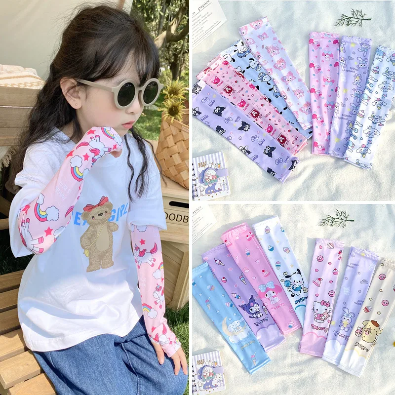 Sanrio My Melody Cinnamoroll Kuromi Children's Anti-UV Ice Sleeves Anime Cute Summer Outdoor Sun Protection Ice Arm Covers Gift