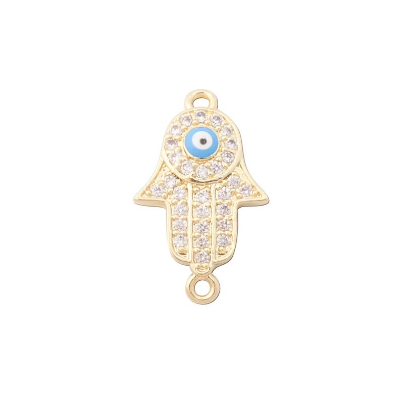 

10pcs Brass Inlaid Zircon Eye Of God Palm Charms Pendants Connector Accessories For Jewelry Making Diy Bracelet Necklace