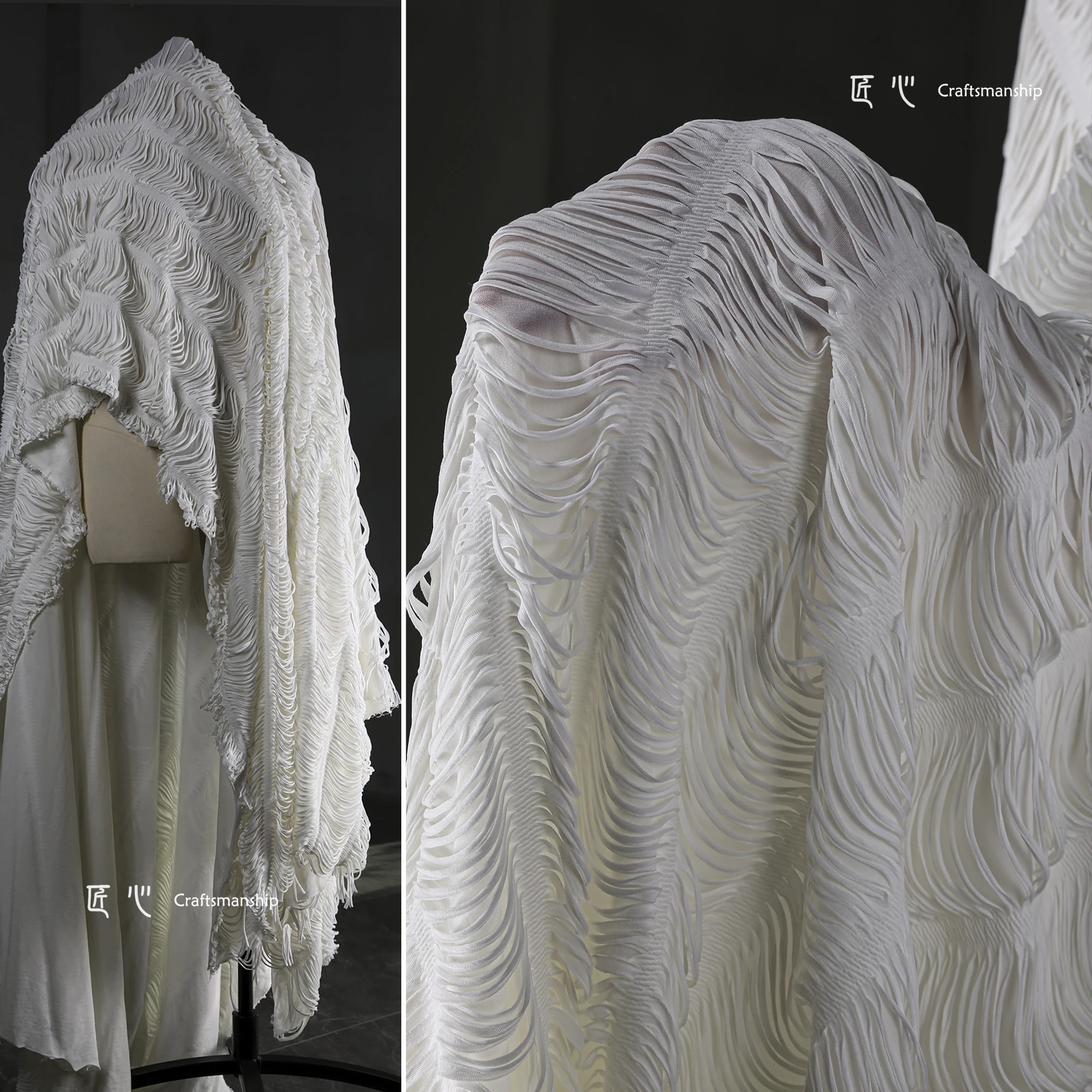 White Paper-Cut Double-Layer Knitted Fabric Elastic Soft Creative Base Skirt Coat Sweater Clothing Designer Fabric