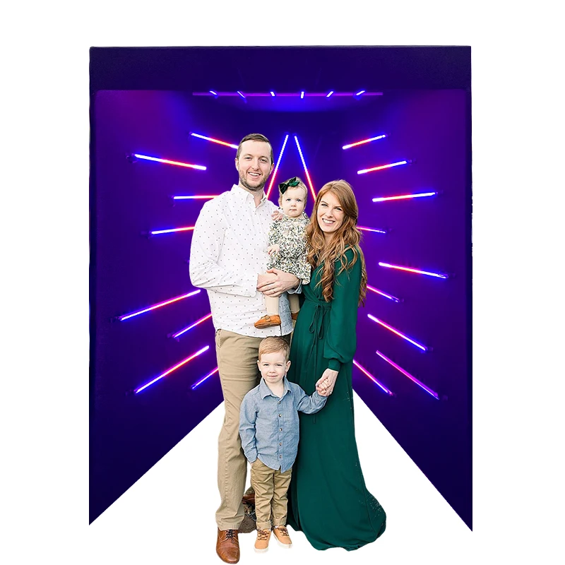 

Portable Photo Booth Enclosure Backdrop with LED lights for party and wedding