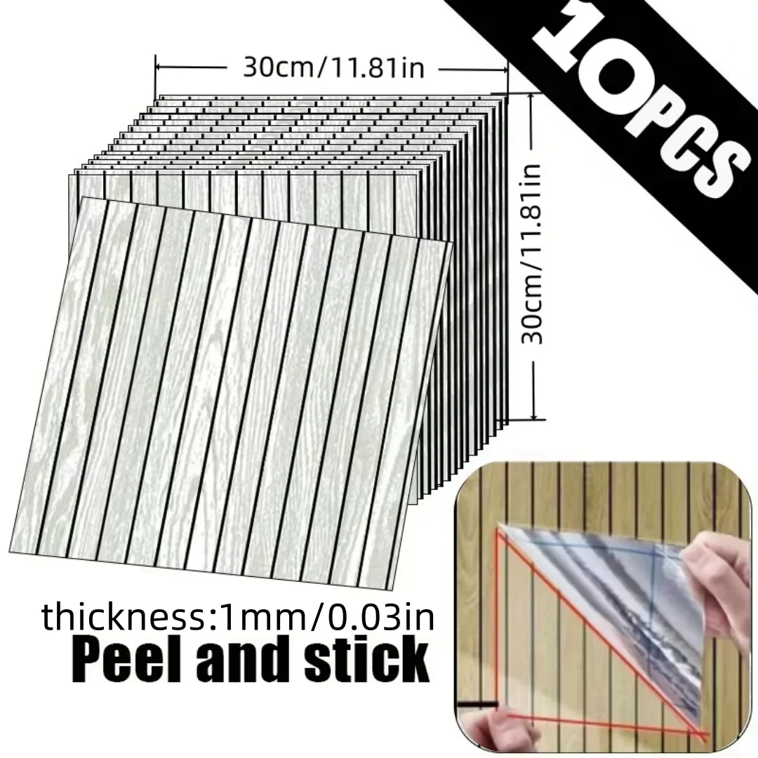 3D Wood Grain Wall Sticker Panel Image 2
