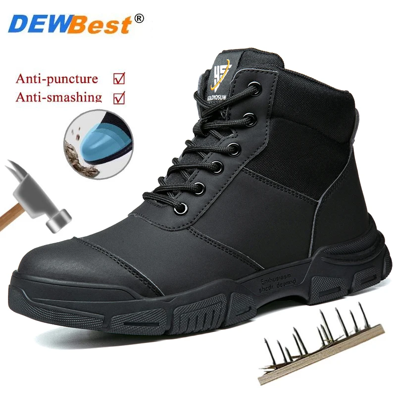 New fashionable wear-resistant anti-slip mid-top work shoes anti-smash anti-puncture steel head breathable safety shoes