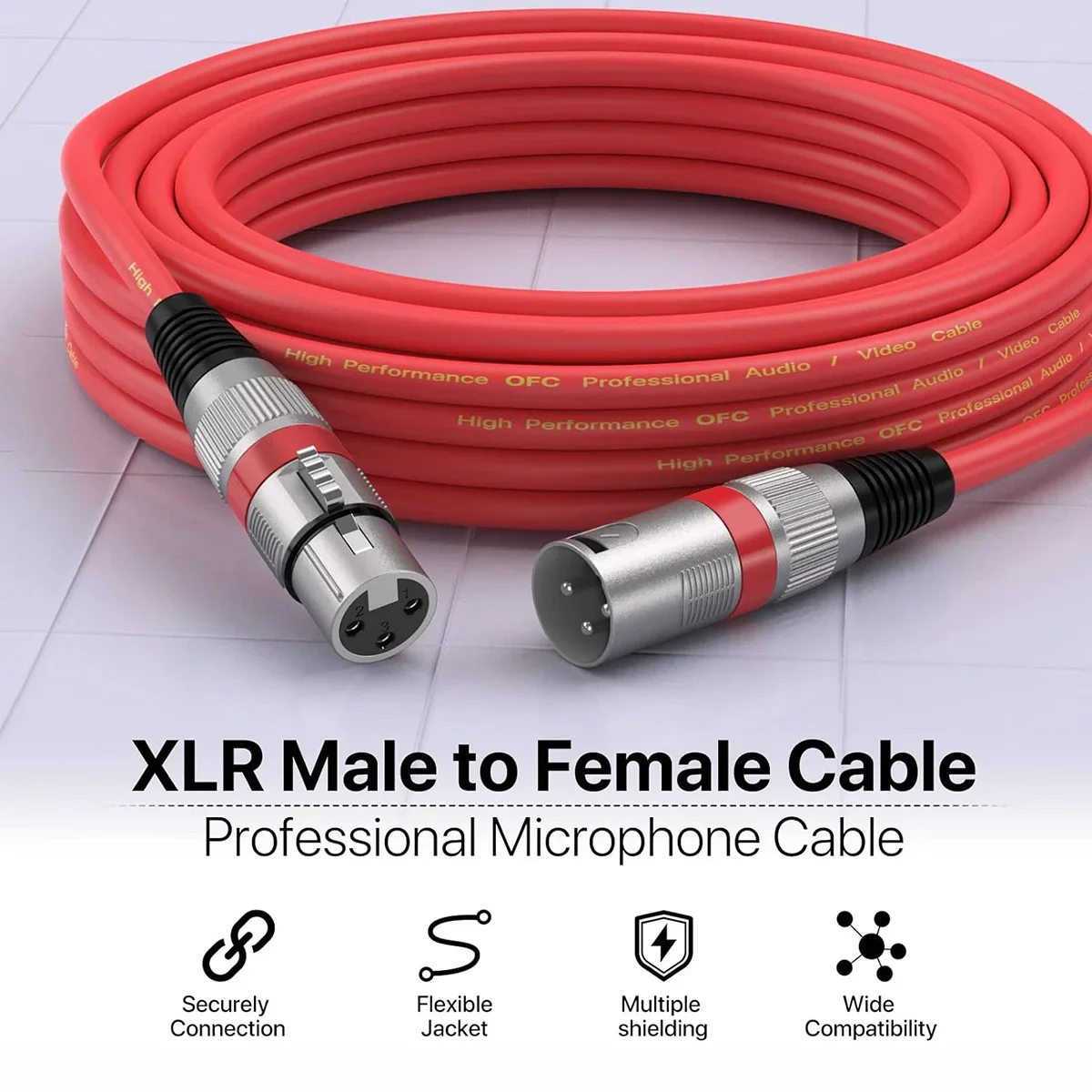 XLR Cables XLR Male To Female 3 Pins Balanced Microphone Cable Multi-Color Mic Cord for Mixer Speaker Recording Studio Podcast